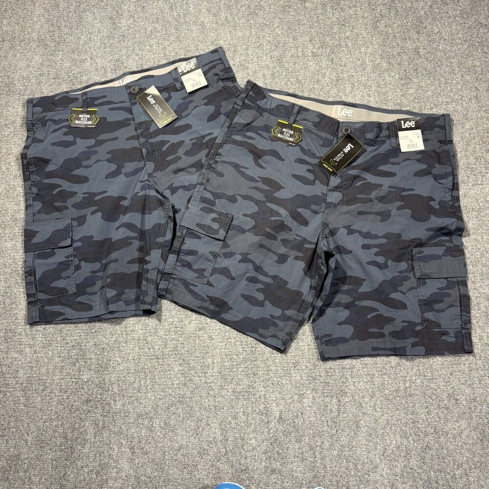 Lee Cargo Shorts Mens 38 Camo Blue Active Stretch Motion Flex